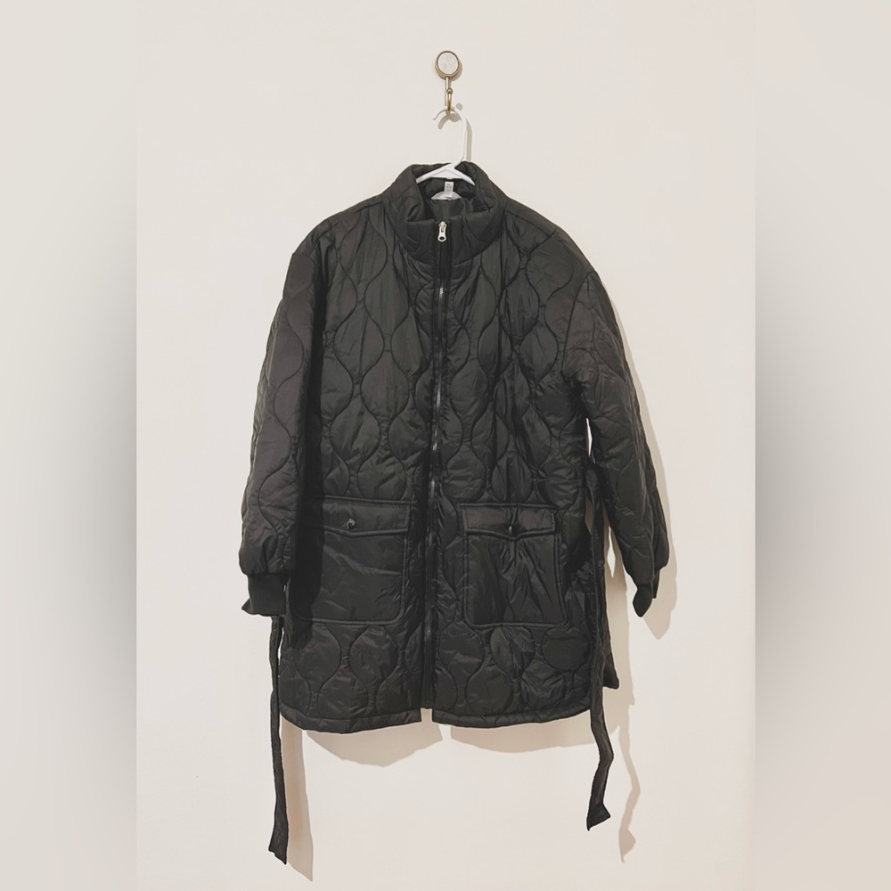 Time and Tru Quilted Tie-Waist Winter Jacket